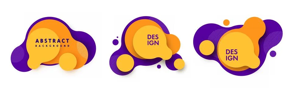 Set of abstract modern graphic elements. Gradient abstract banners with flowing Stock Illustration