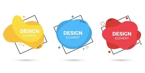 Set of abstract modern graphic elements. Dynamical colored forms and line Stock Illustration