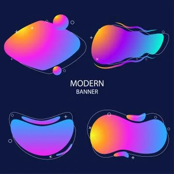 Set of abstract modern graphic elements. Dynamical colored forms and line Illustrazione stock