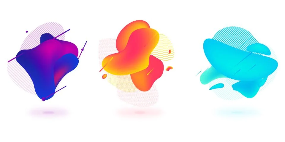 Set of abstract modern graphic elements. Dynamical colored forms and Stock Illustration