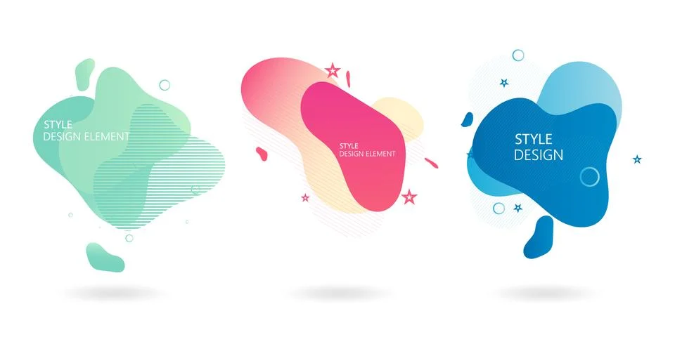 Set of abstract modern graphic elements. Dynamic colored shapes and lines. Illustrazione stock