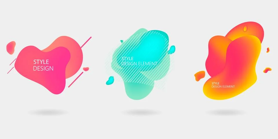 Set of abstract modern graphic elements. Dynamic colored shapes and lines. Ilustración de archivo