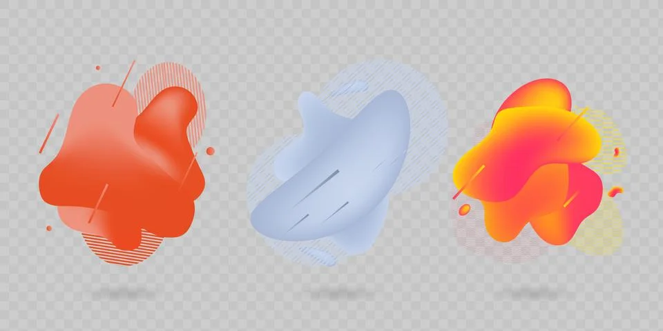 Set of abstract modern graphic elements. Dynamical colored forms and line Stock Illustration