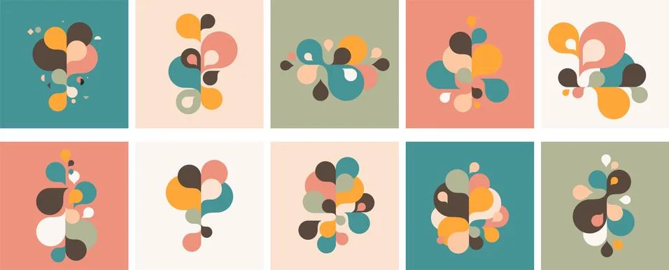 Set of abstract modern graphic elements and forms. Abstract banners with flowing Stock Illustration