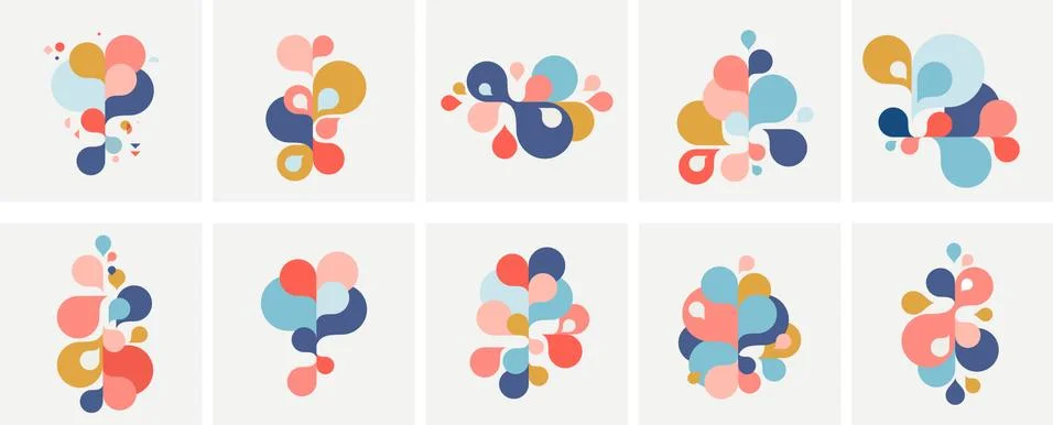 Set of abstract modern graphic elements and forms. Abstract banners with flowing Stock Illustration