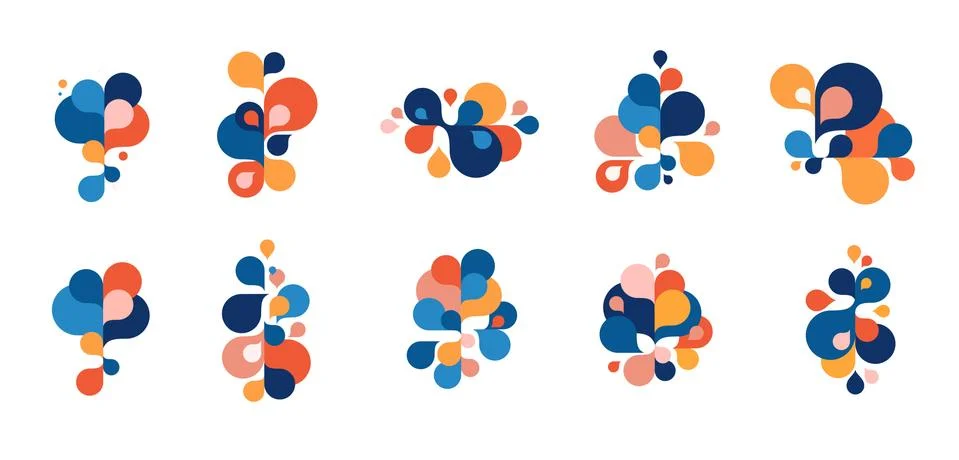 Set of abstract modern graphic elements and forms. Abstract banners with flowing Stock Illustration