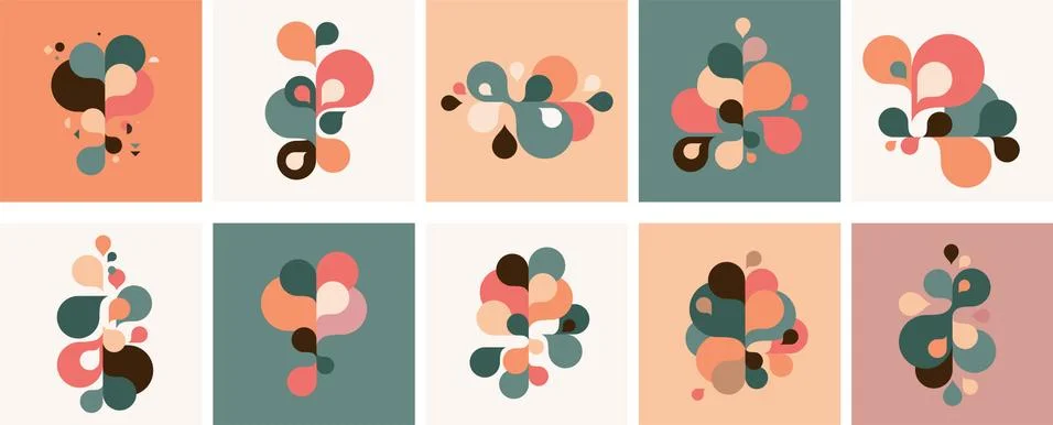 Set of abstract modern graphic elements and forms. Abstract banners with flowing 스톡 일러스트