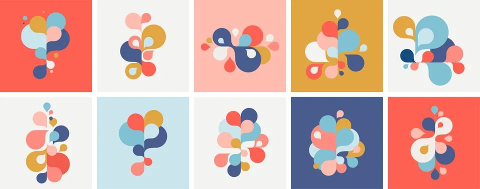 Set of abstract modern graphic elements and forms. Abstract banners with flowing Stock Illustration
