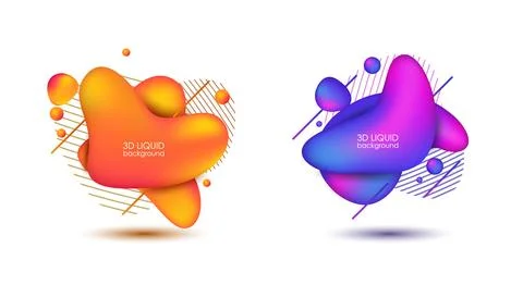 Set of Abstract Modern Graphic Elements. 3D Dynamical Colored Forms and Lin.. Stockillustratie