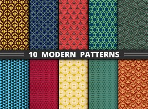 Set of abstract modern pattern design colorful background. illustration Stock Illustration