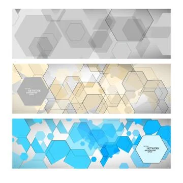 Set abstract modern pattern of hexagons circuits Stock Illustration