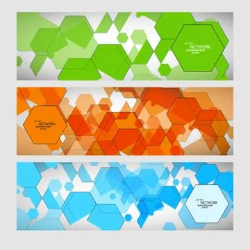 Set abstract modern pattern of hexagons circuits Stock Illustration