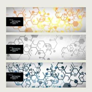 Set abstract modern pattern of hexagons circuits Illustrazione stock