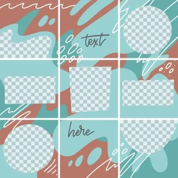 Set of abstract modern puzzle backgrounds with place to photo. Hand drawn var Stock Illustration