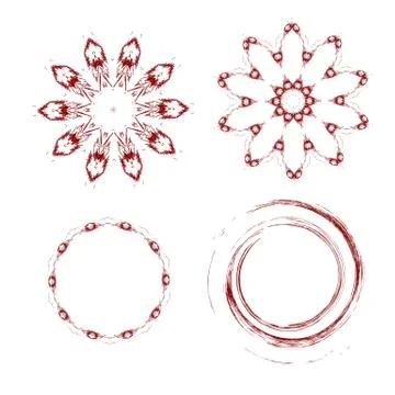 Set of abstract modern shapes thin red Brushes Stock Illustration