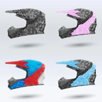 Set abstract motorcycle helmets Stockillustratie