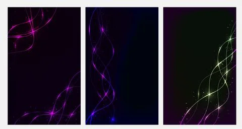Set of abstract neon backgrounds Stock Illustration