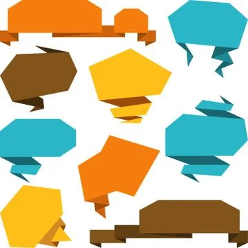 Set of abstract origami speech bubble vector background Stock Illustration