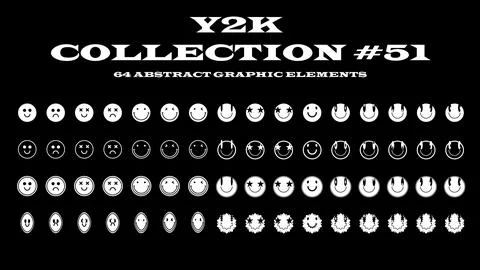 A set of abstract outline geometric design elements in y2k style. イラスト素材