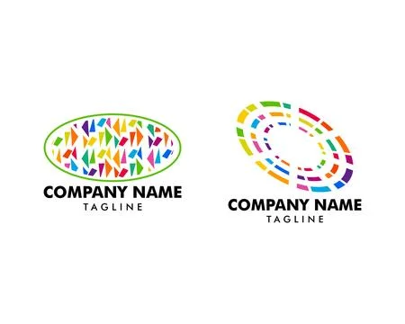 Set of Abstract Oval Mosaic Logo Design Template Stock Illustration