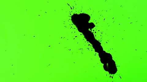 Set of abstract paint, ink bloom splatters, black droplets falling on chroma key Stock Footage 139449416