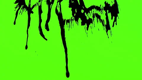 Set of abstract paint, ink bloom splatters, black droplets falling on chroma key Stock Footage 139452240