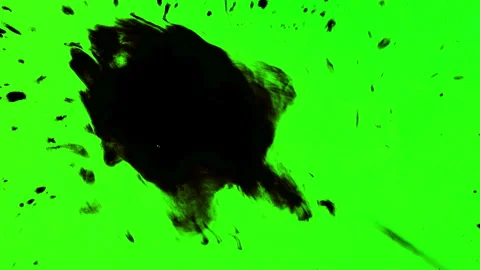 Set of abstract paint, ink bloom splatters, black droplets falling on chroma key Stock Footage 139454312
