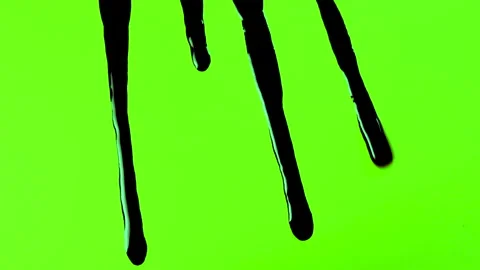 Set of abstract paint, ink bloom splatters, black droplets falling on chroma key Stock Footage 139456086
