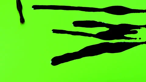 Set of abstract paint, ink bloom splatters, black droplets falling on chroma key Stock Footage 139456232