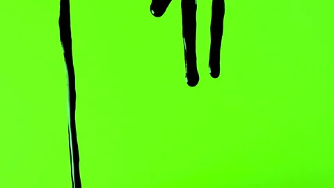 Set of abstract paint, ink bloom splatters, black droplets falling on chroma key Stock Footage 139456767