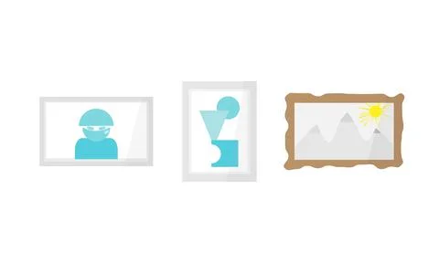 A set of abstract paintings in a modern style. Flat vector illustration Stock Illustration
