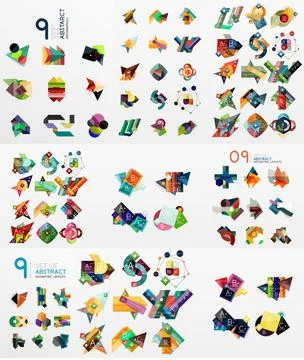 Set of abstract paper elements, infographics templates, presentation, banners 스톡 일러스트