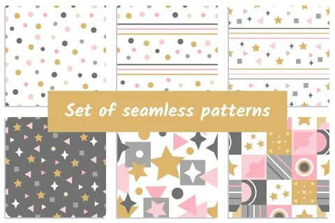 Set of abstract pattern with squares, stars, lines and other elements Stockillustratie