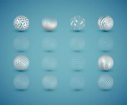 A set of abstract patterned spheres, vector illustration Stock Illustration