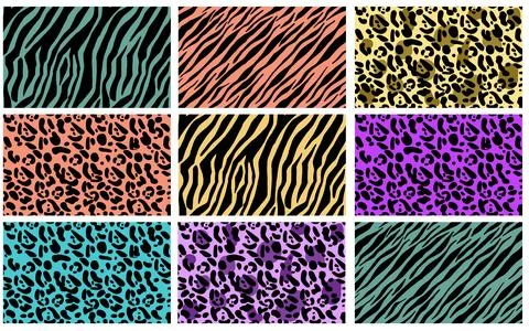 A set of abstract patterns skin or fur animal, animal camouflage. Stock Illustration