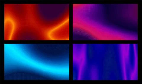 A set of abstract pixel backgrounds with bright, multicolored neon gradients, 8 Illustrazione stock