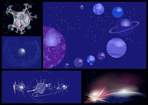 Set of abstract planets Stock Illustration