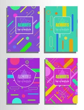 Set of abstract poster with lines and geometric shapes Stock Illustration
