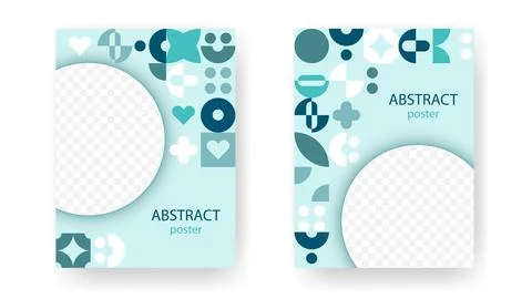 Set of abstract posters with dynamic icons and space for photo Stock Illustration