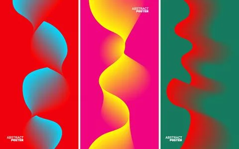 Set of abstract posters with fluid wavy shapes Stock Illustration