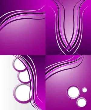 Set of Abstract purple wavy background. Vector design Illustrazione stock