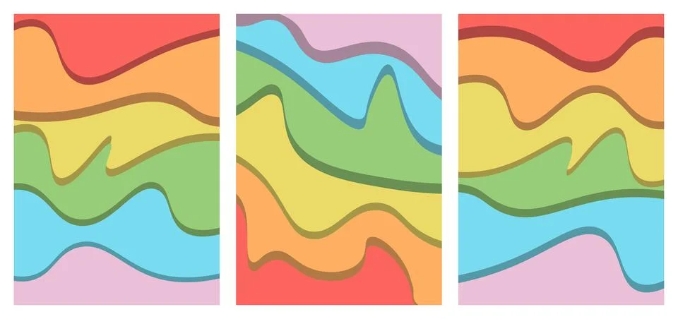 Set abstract rainbow background with effect paper cutout Stock Illustration