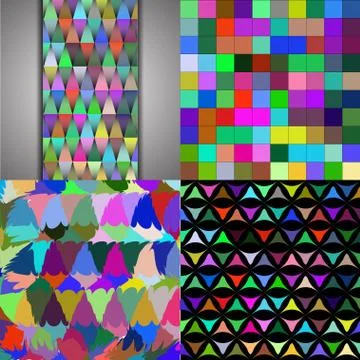 Set of Abstract rainbow colorful tiles mosaic painting geometric palette pattern Stockillustratie
