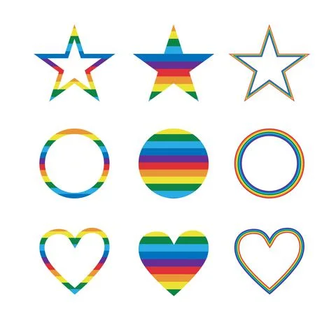 Set of abstract rainbow flat figure vector Stock Illustration