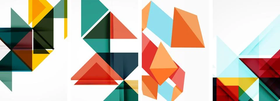 Set of abstract random triangle composition backgrounds. Vector illustration for イラスト素材