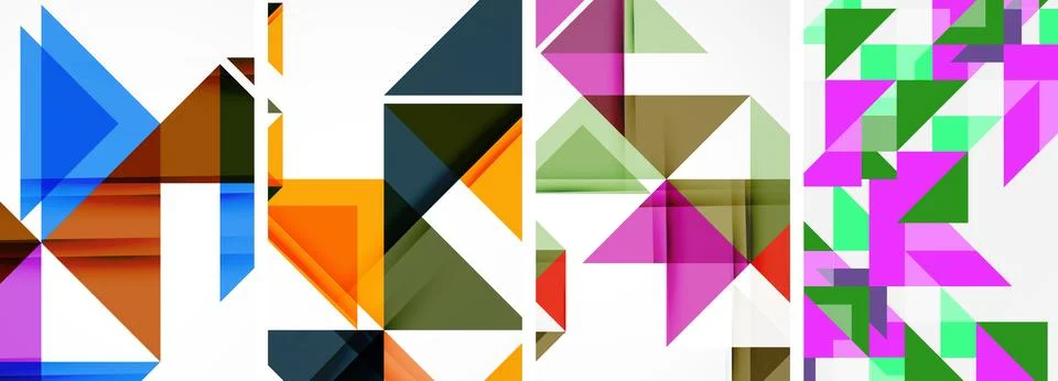 Set of abstract random triangle composition backgrounds. Vector illustration for Stock Illustration