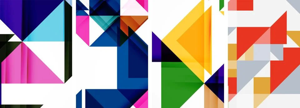 Set of abstract random triangle composition backgrounds. Vector illustration for Illustrazione stock
