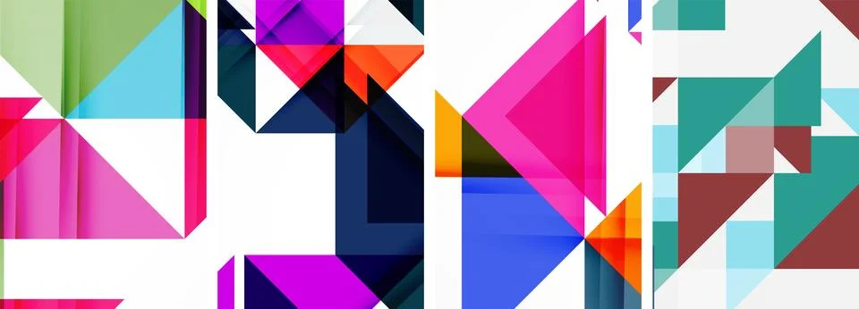 Set of abstract random triangle composition backgrounds. Vector illustration for イラスト素材