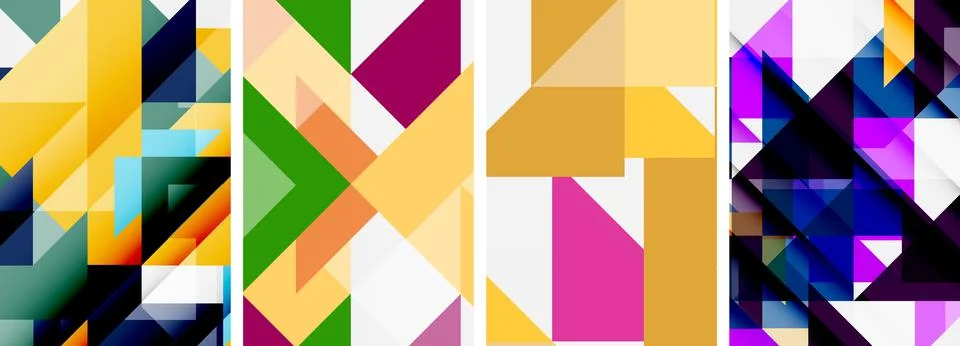 Set of abstract random triangle composition backgrounds. Vector illustration for Illustrazione stock