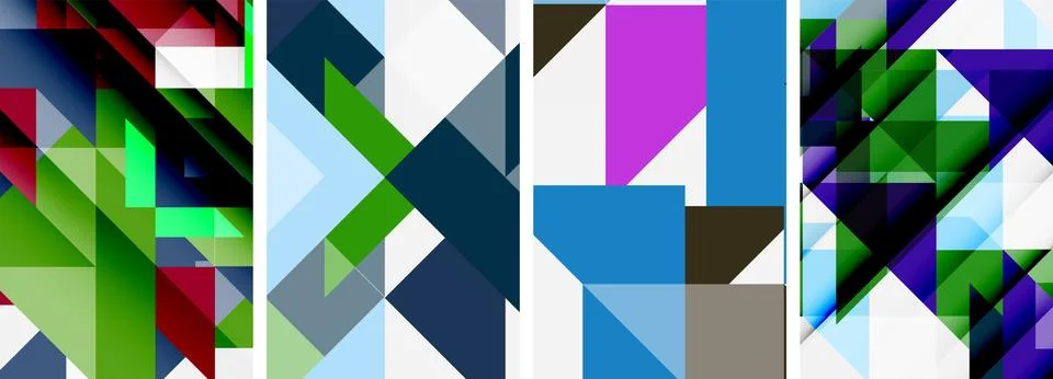 Set of abstract random triangle composition backgrounds. Vector illustration for イラスト素材